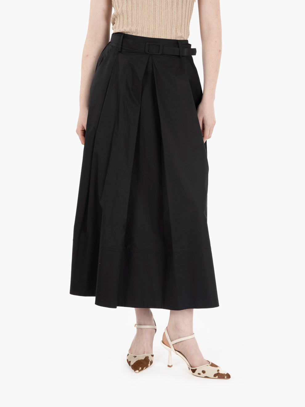 Black cotton long skirt