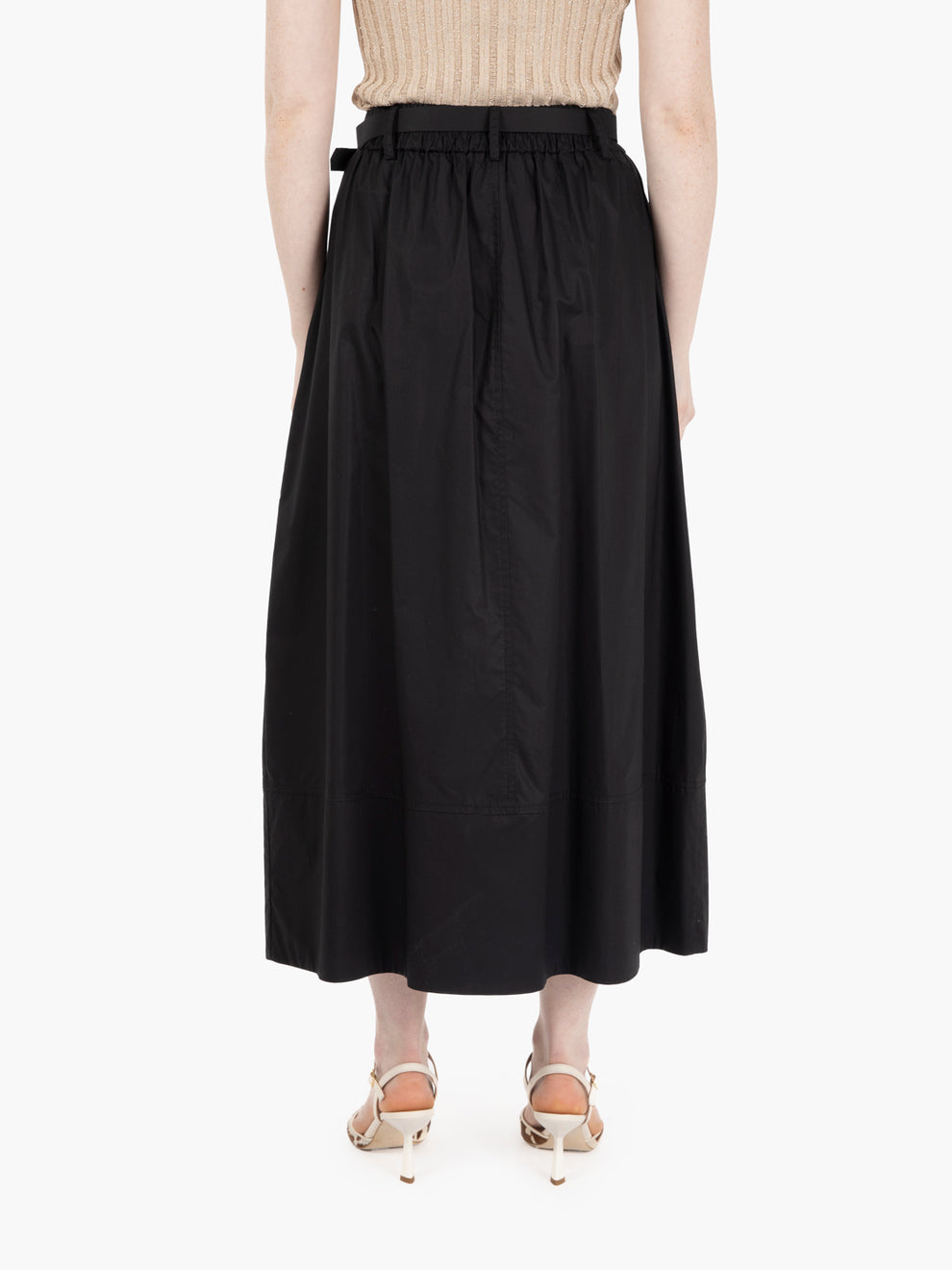 Black cotton long skirt