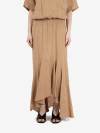 Long camel ruffle skirt