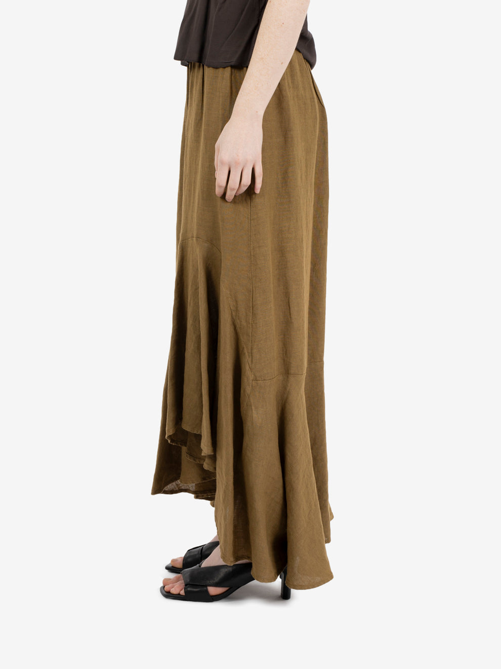 Long hemp ruffle skirt