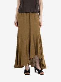 Long hemp ruffle skirt