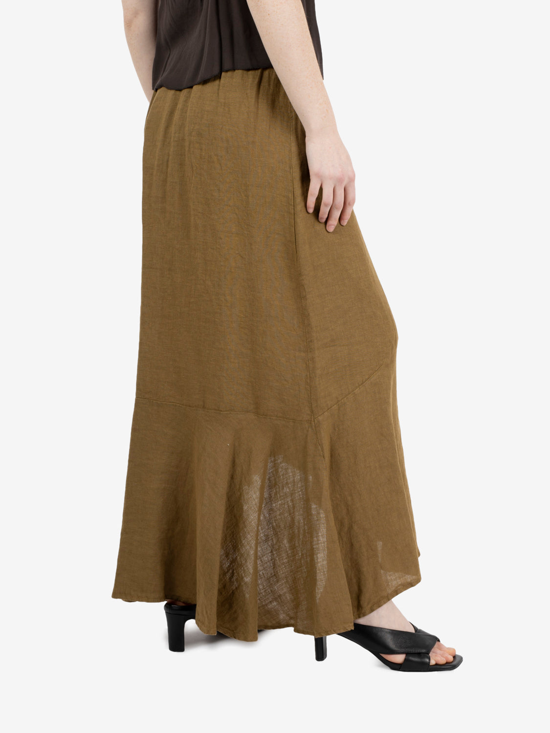 Long hemp ruffle skirt