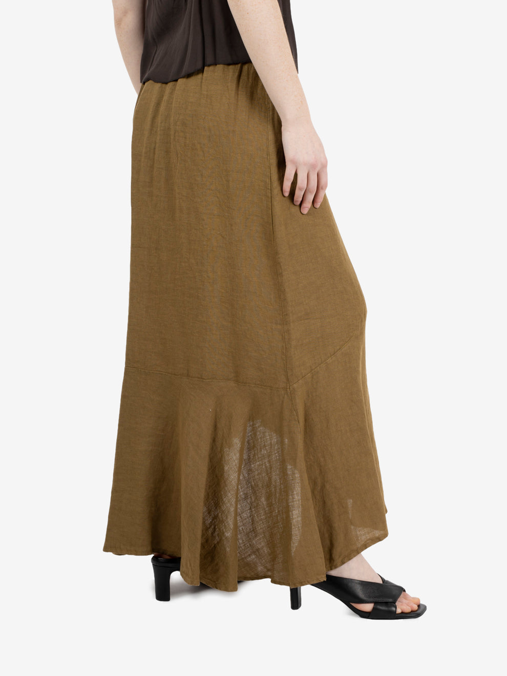 Long hemp ruffle skirt