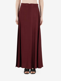 Long burgundy satin skirt