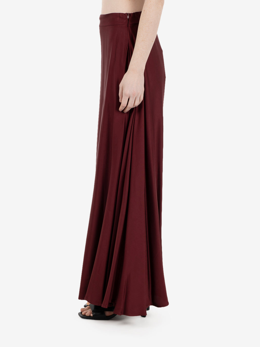 Gonna lunga in raso bordeaux