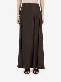 Long dark brown satin skirt