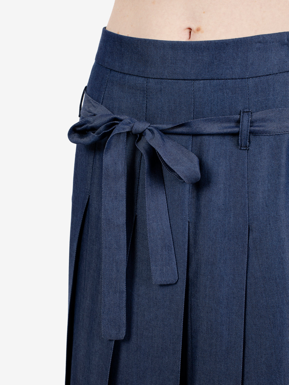 Blue pleated midi skirt