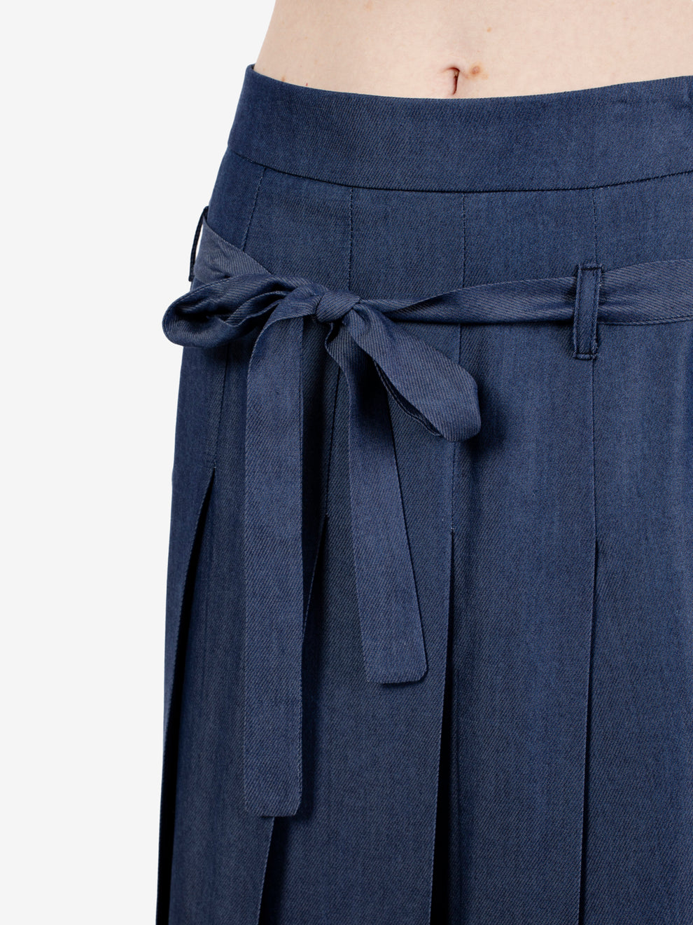 Blue pleated midi skirt