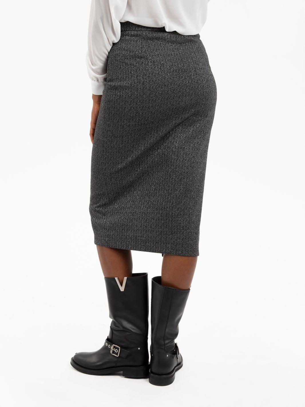 Gonna midi a portafoglio lurex nero