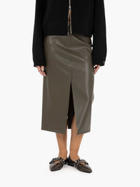 Military faux leather midi skirt