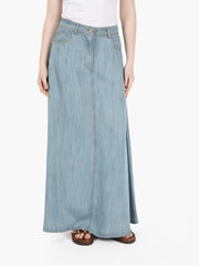 KAOS - Gonna midi morbida jeans chiaro