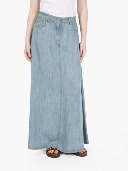 Gonna midi morbida jeans chiaro