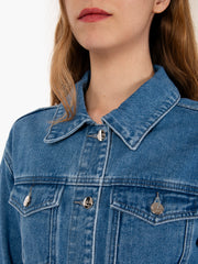 KAOS - Giacca crop in denim medio