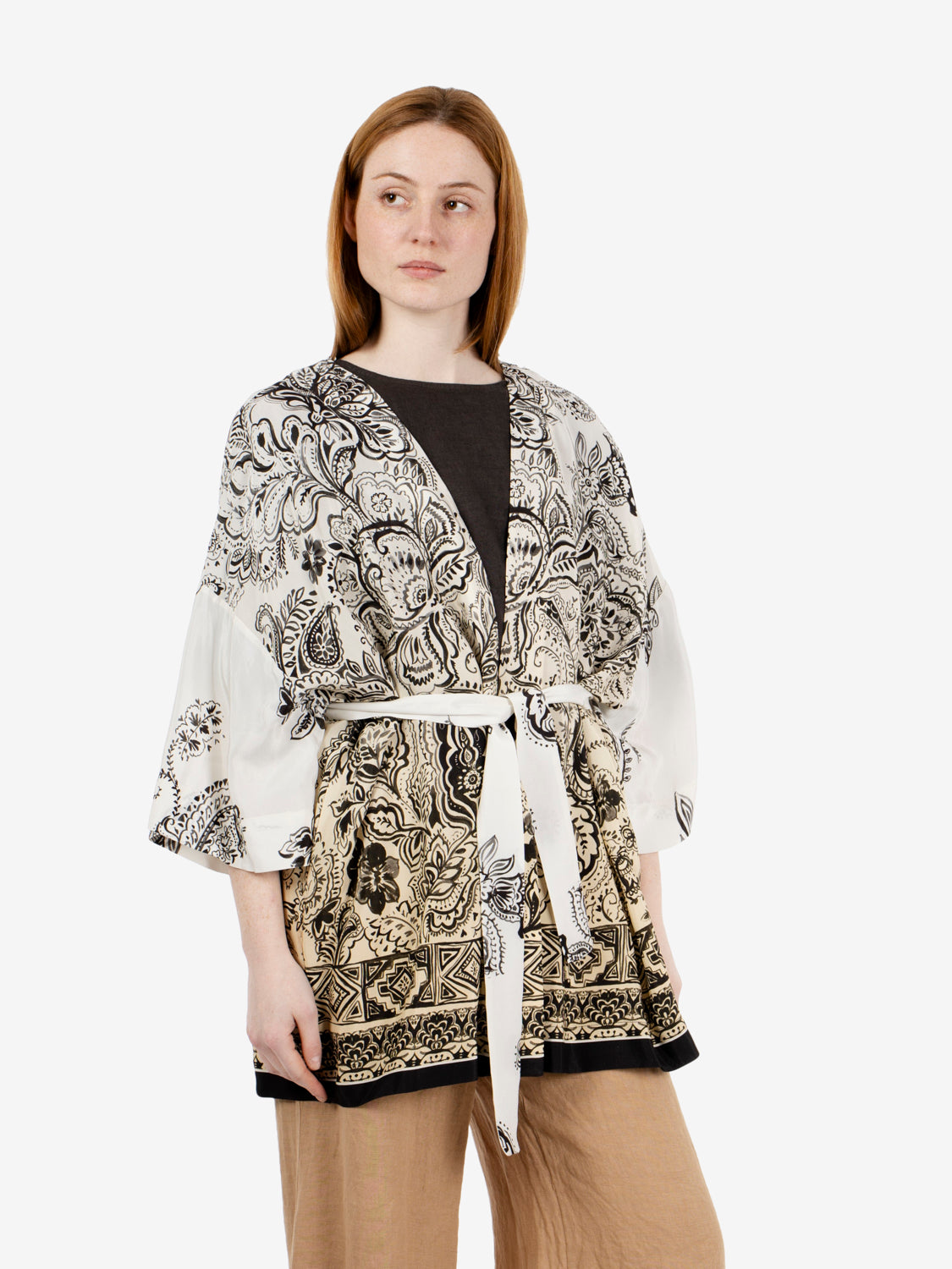 Kimono in fantasia panna