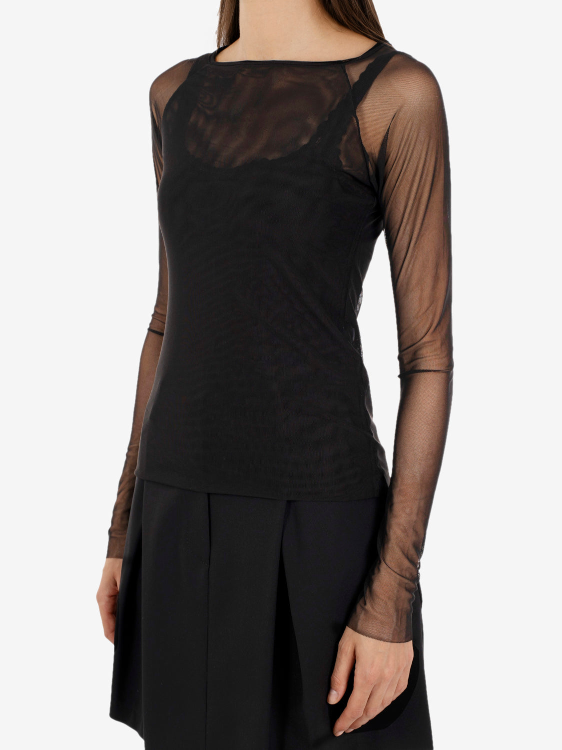 Maglia a maniche lunghe mesh nero