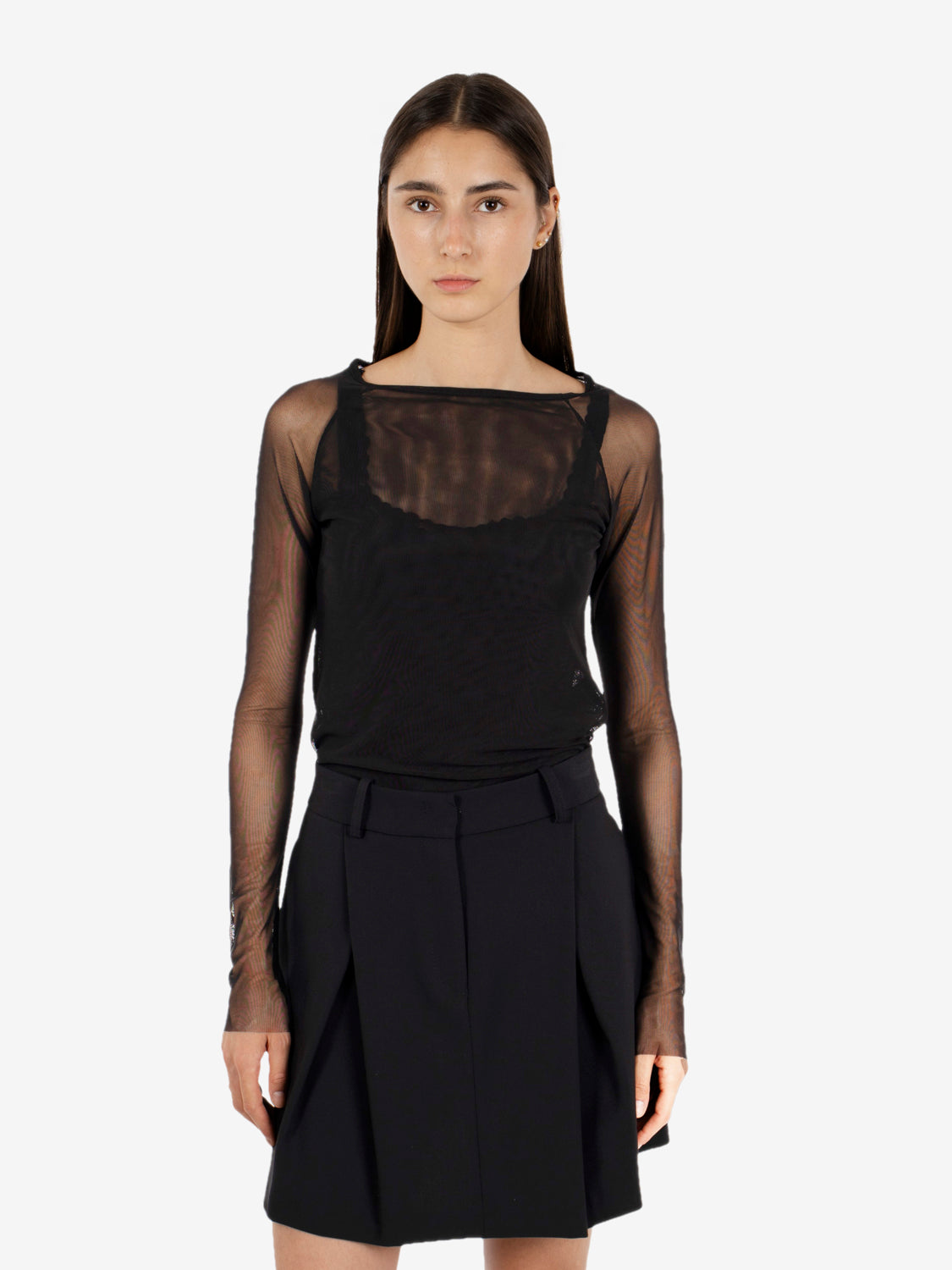 Maglia a maniche lunghe mesh nero