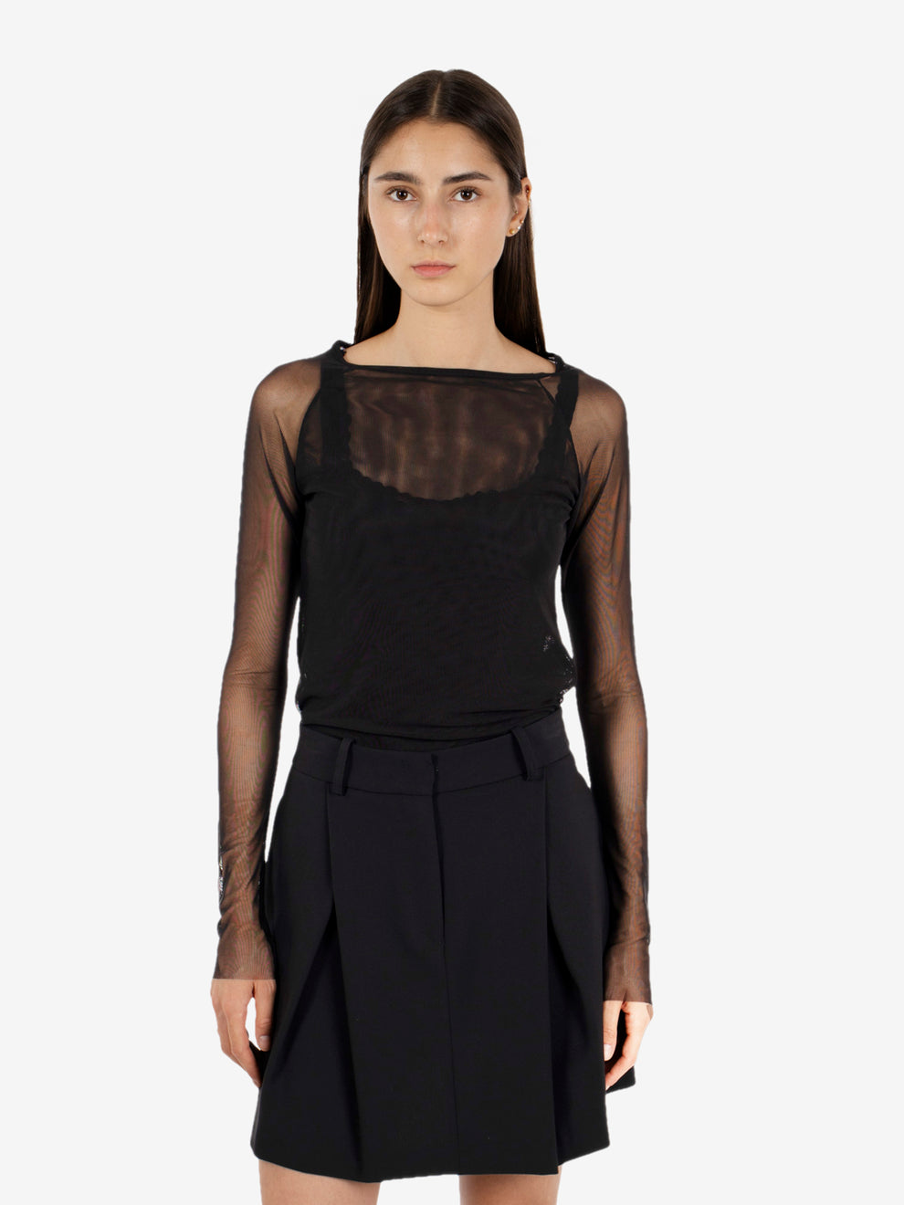 Maglia a maniche lunghe mesh nero