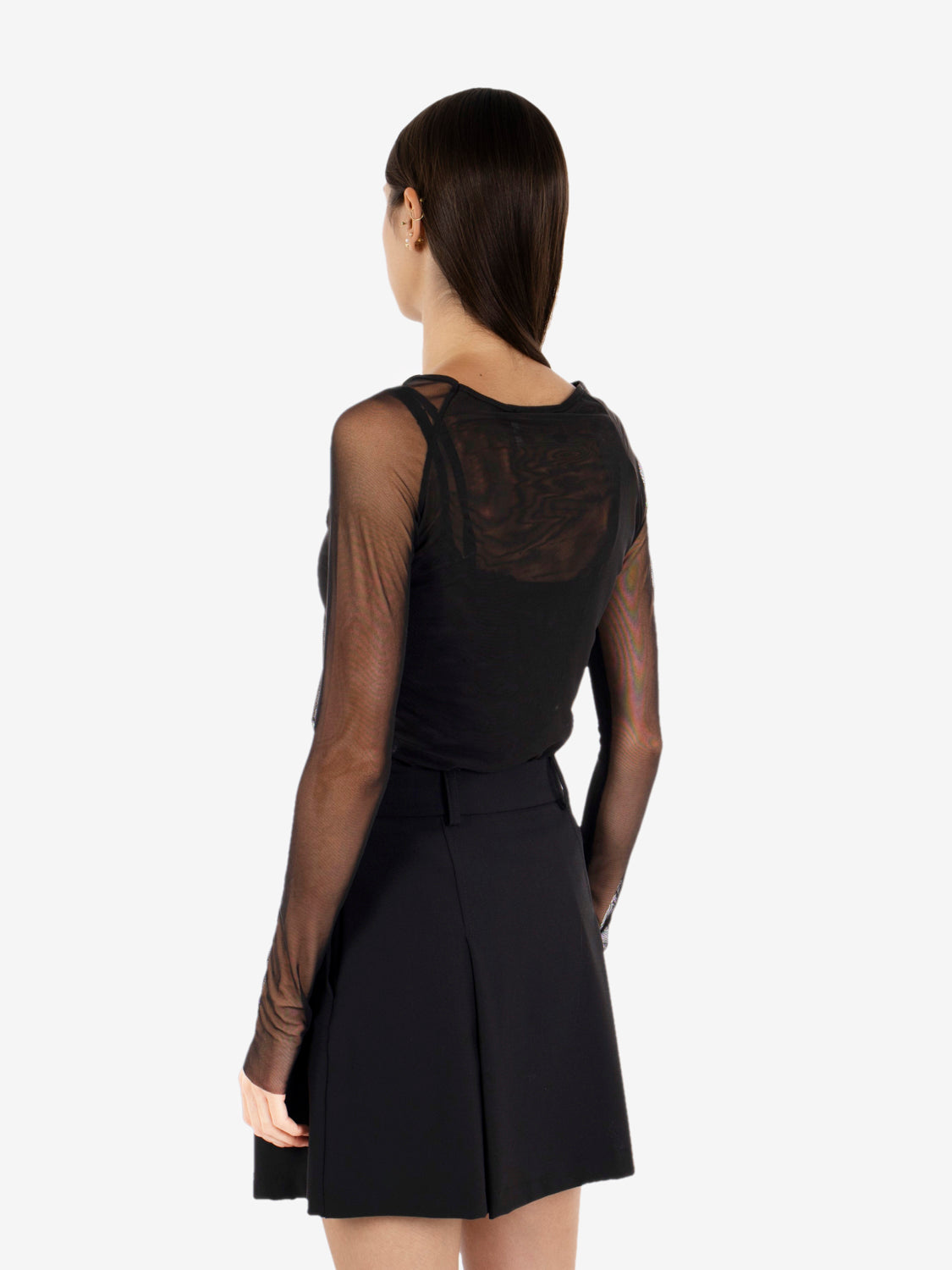 Maglia a maniche lunghe mesh nero