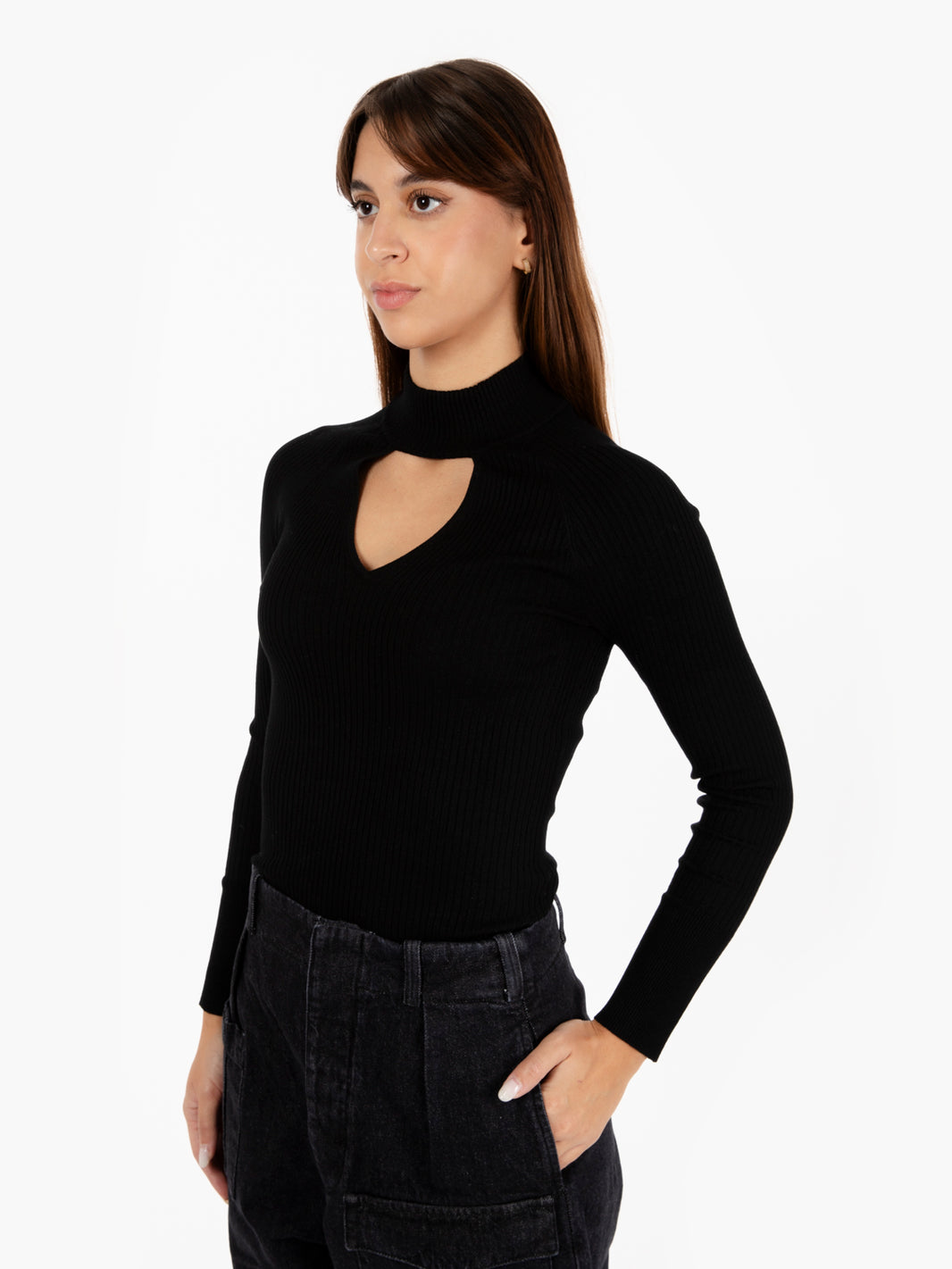 Maglia apertura a V nero