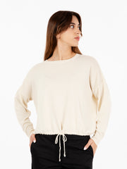 KAOS - Maglia blusa con coulisse panna