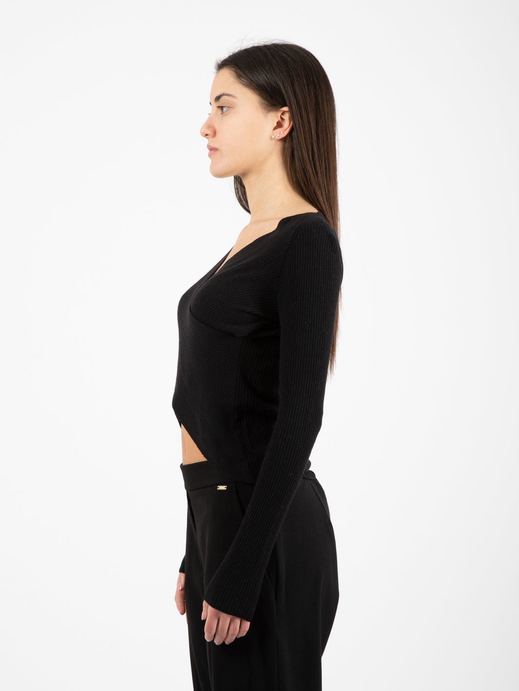 Maglia con motivo a incrocio nera