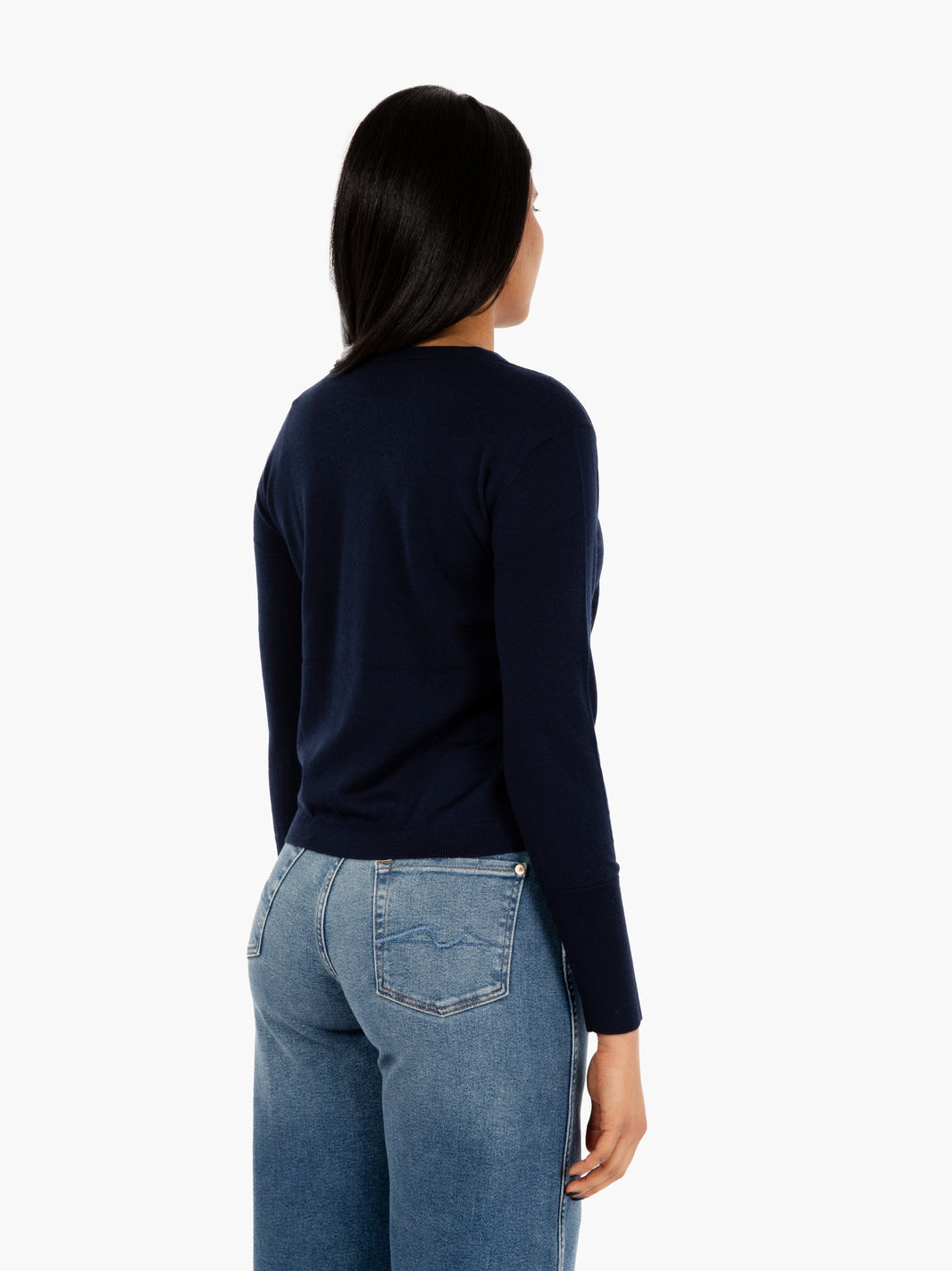 Maglia girocollo a maniche lunghe blu
