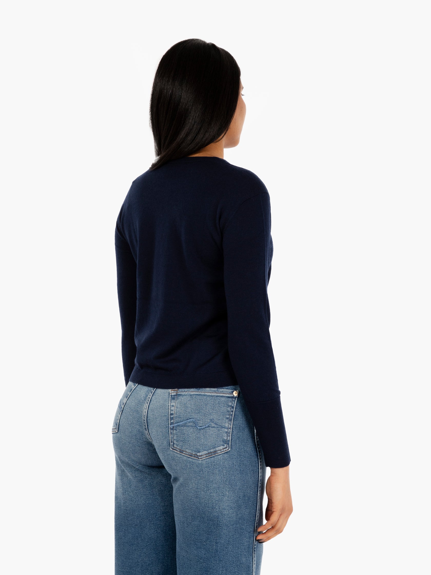Maglia girocollo a maniche lunghe blu