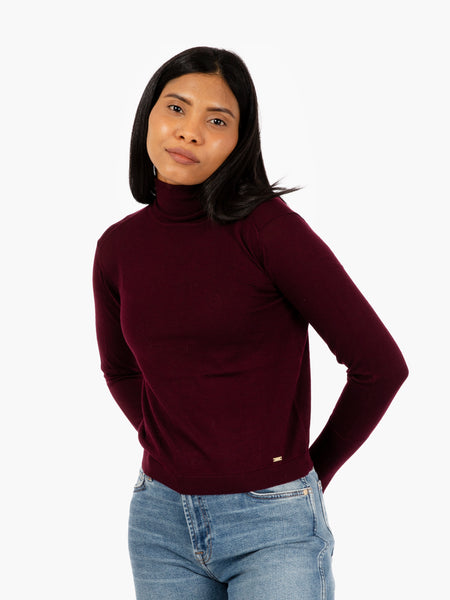 Maglia in lana a collo alto bordeaux