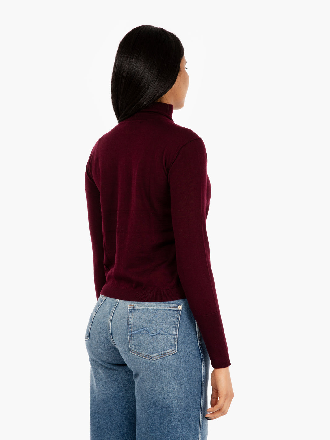 Maglia in lana a collo alto bordeaux