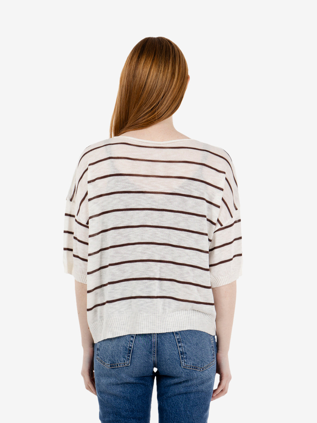 Maglia in viscosa a righe panna / cioccolato