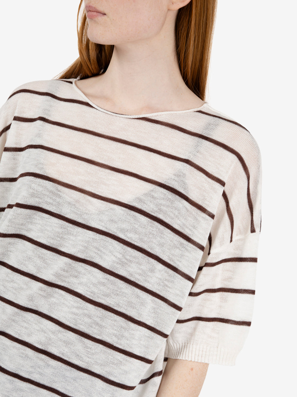 Maglia in viscosa a righe panna / cioccolato