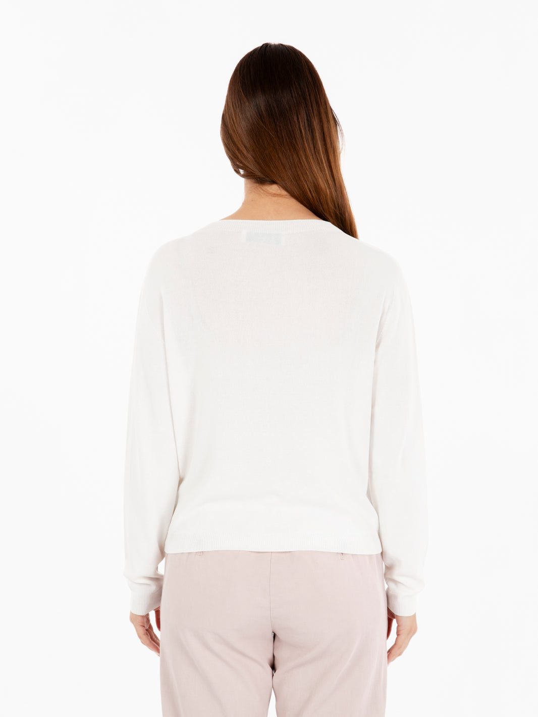 Maglia leggera con collo rotondo bianco