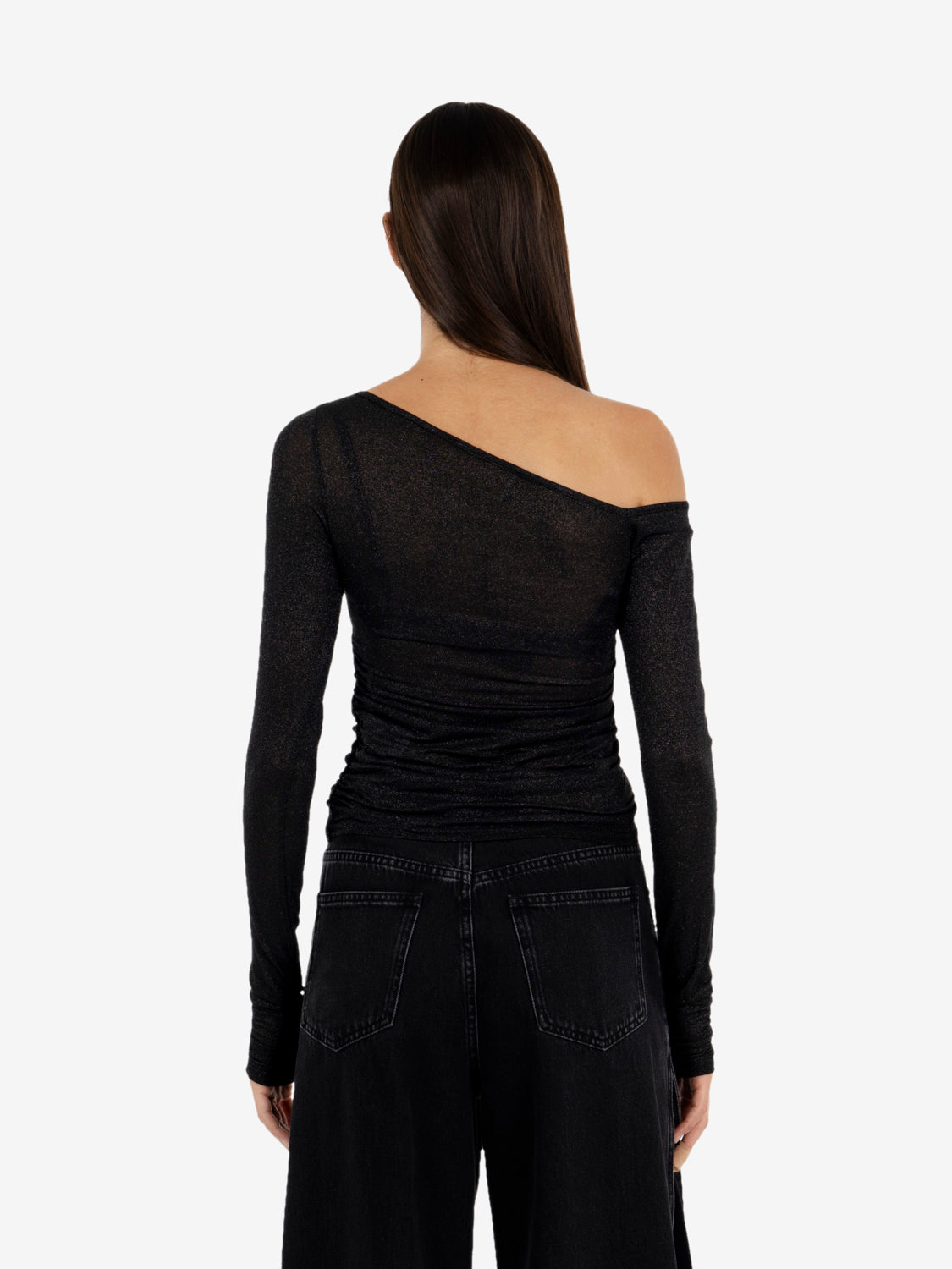 Maglia lurex asimmetrica nera