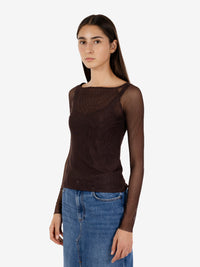 Maglia maniche lunghe in mesh moro