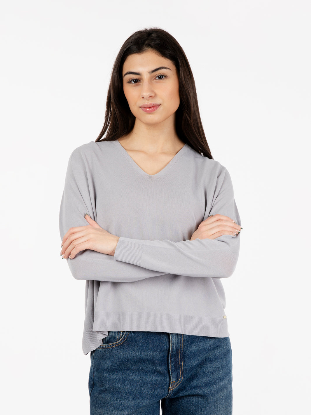 Maglia scollo a V grigio