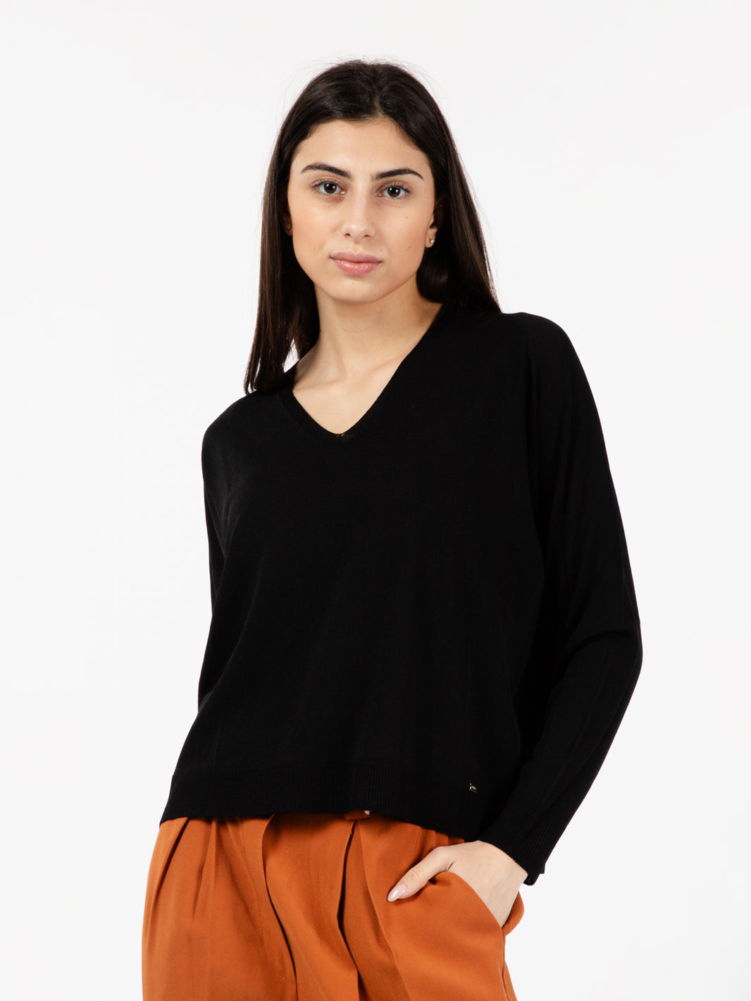 Maglia scollo a V nero