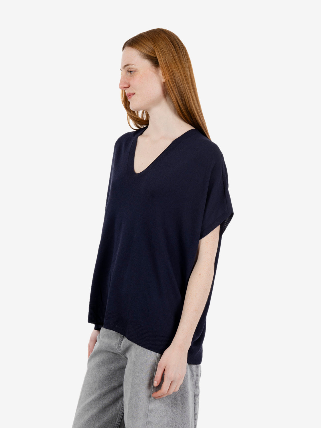 Maglia scollo V blu