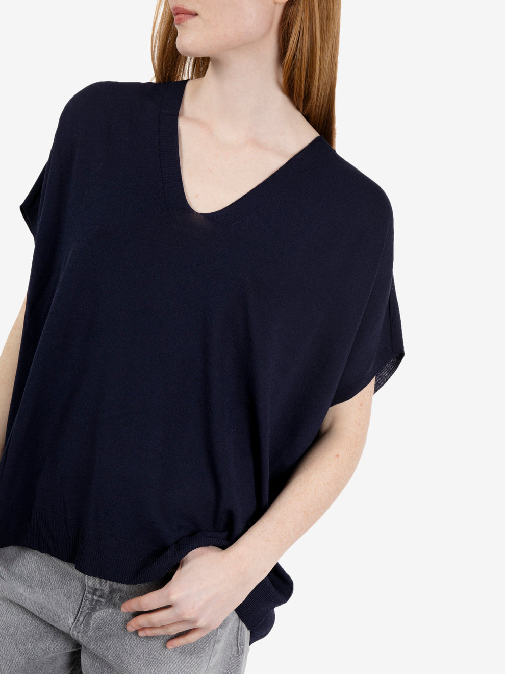 Maglia scollo V blu
