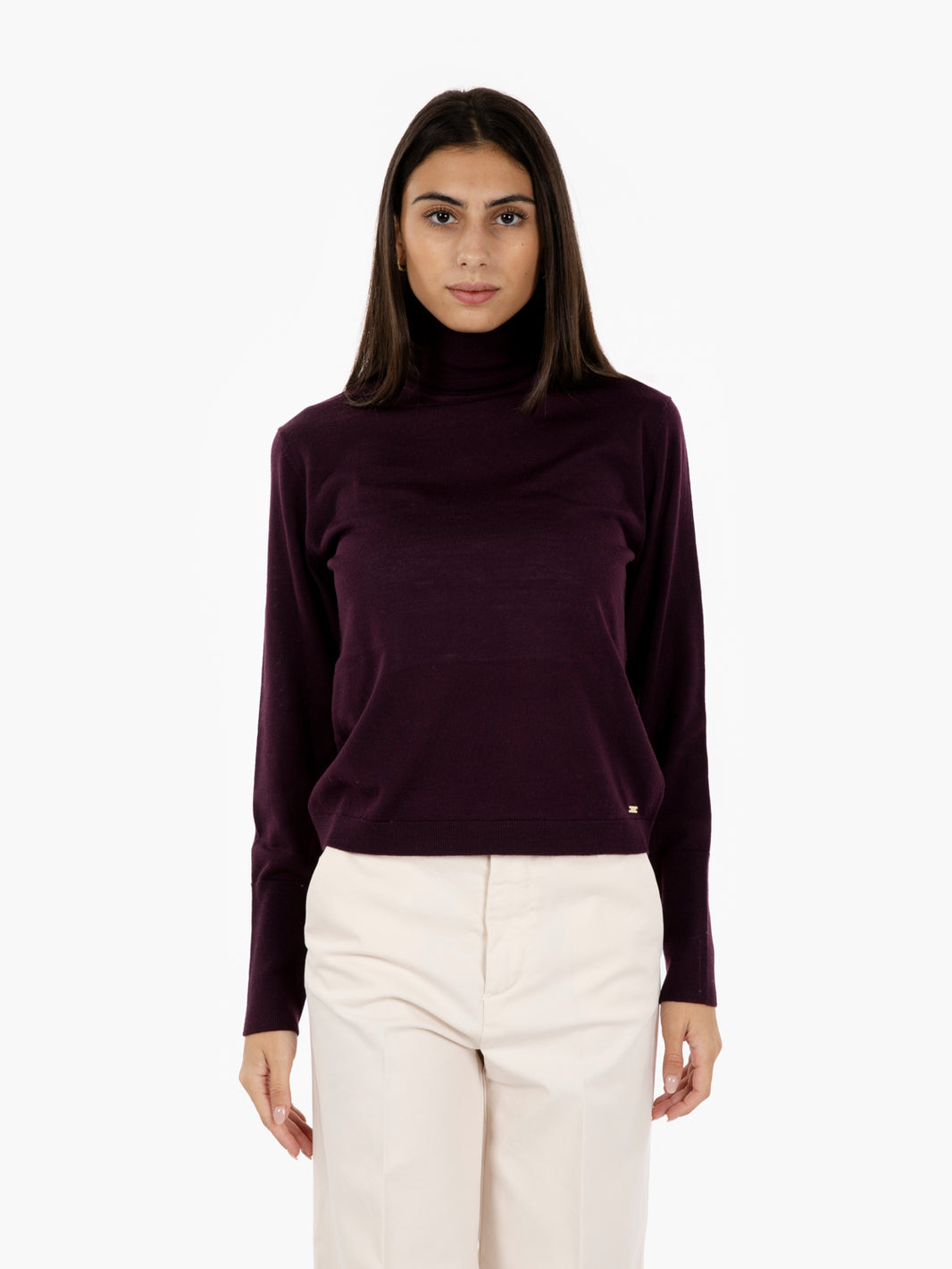 Burgundy high-neck merino sweater