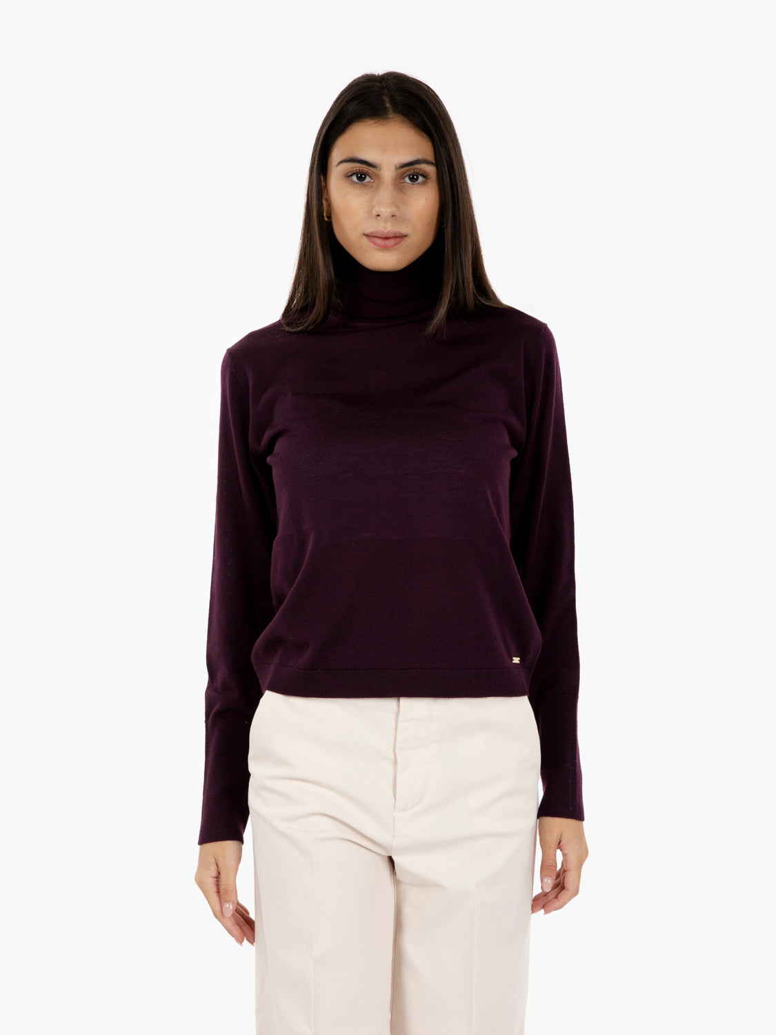 Burgundy high-neck merino sweater