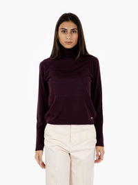 Burgundy high-neck merino sweater