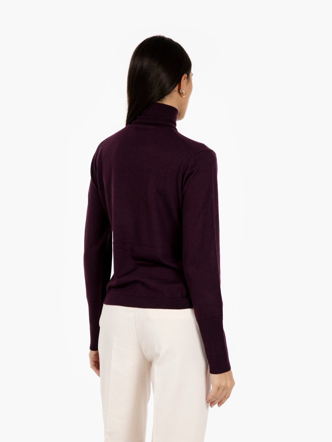 Burgundy high-neck merino sweater