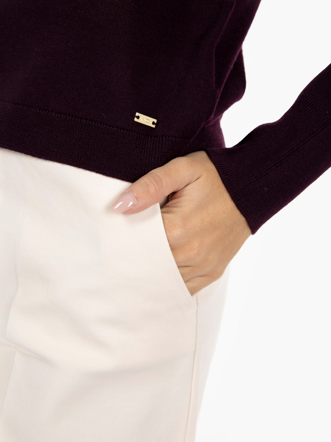 Burgundy high-neck merino sweater