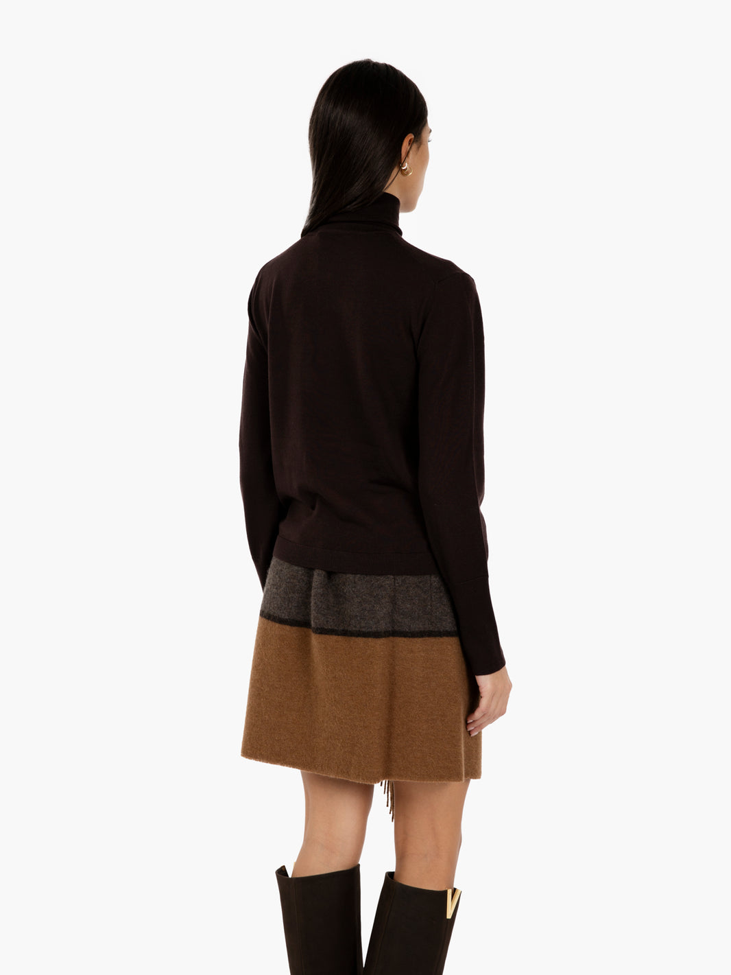 Dark brown high-neck merino sweater