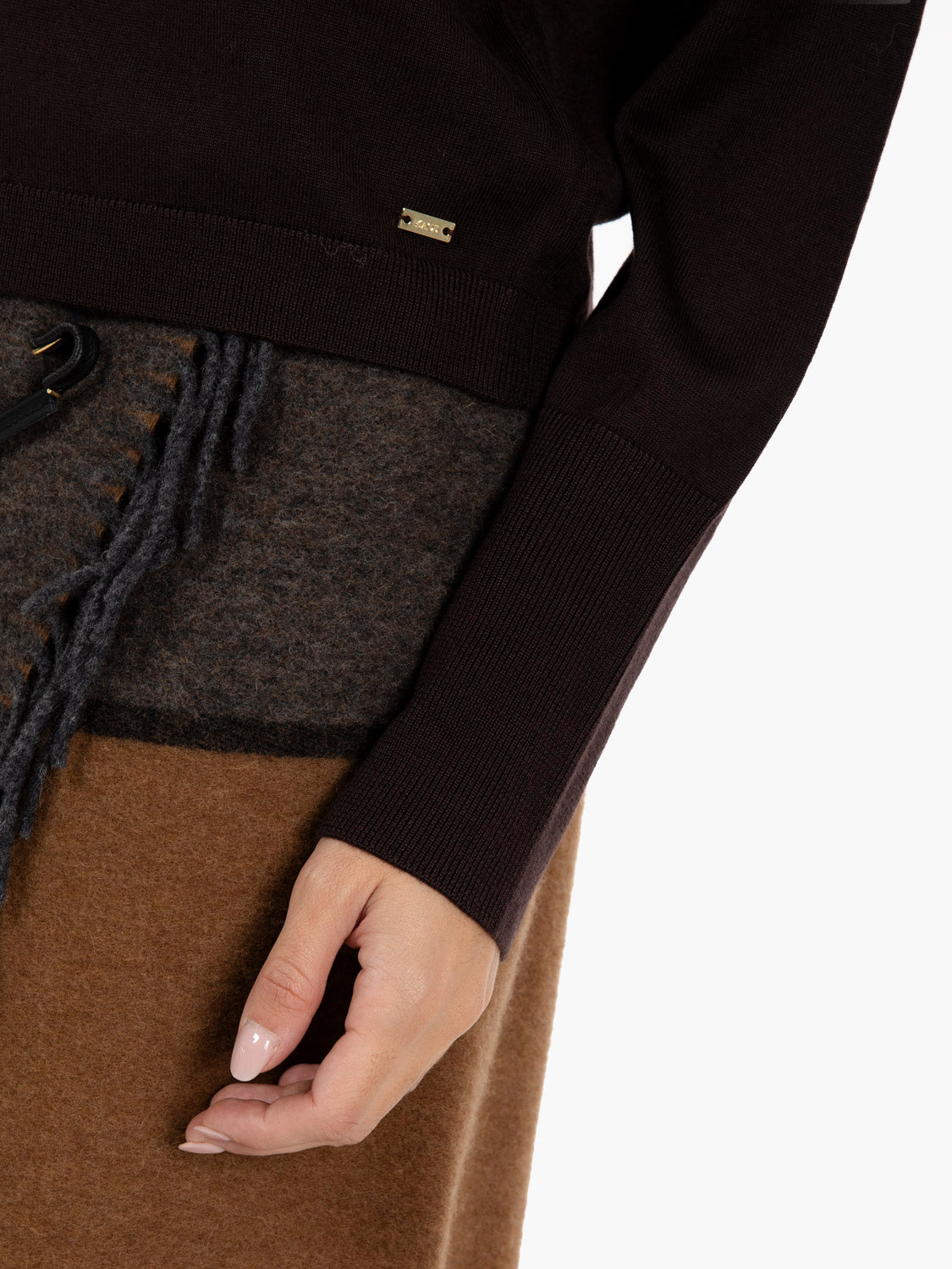 Dark brown high-neck merino sweater