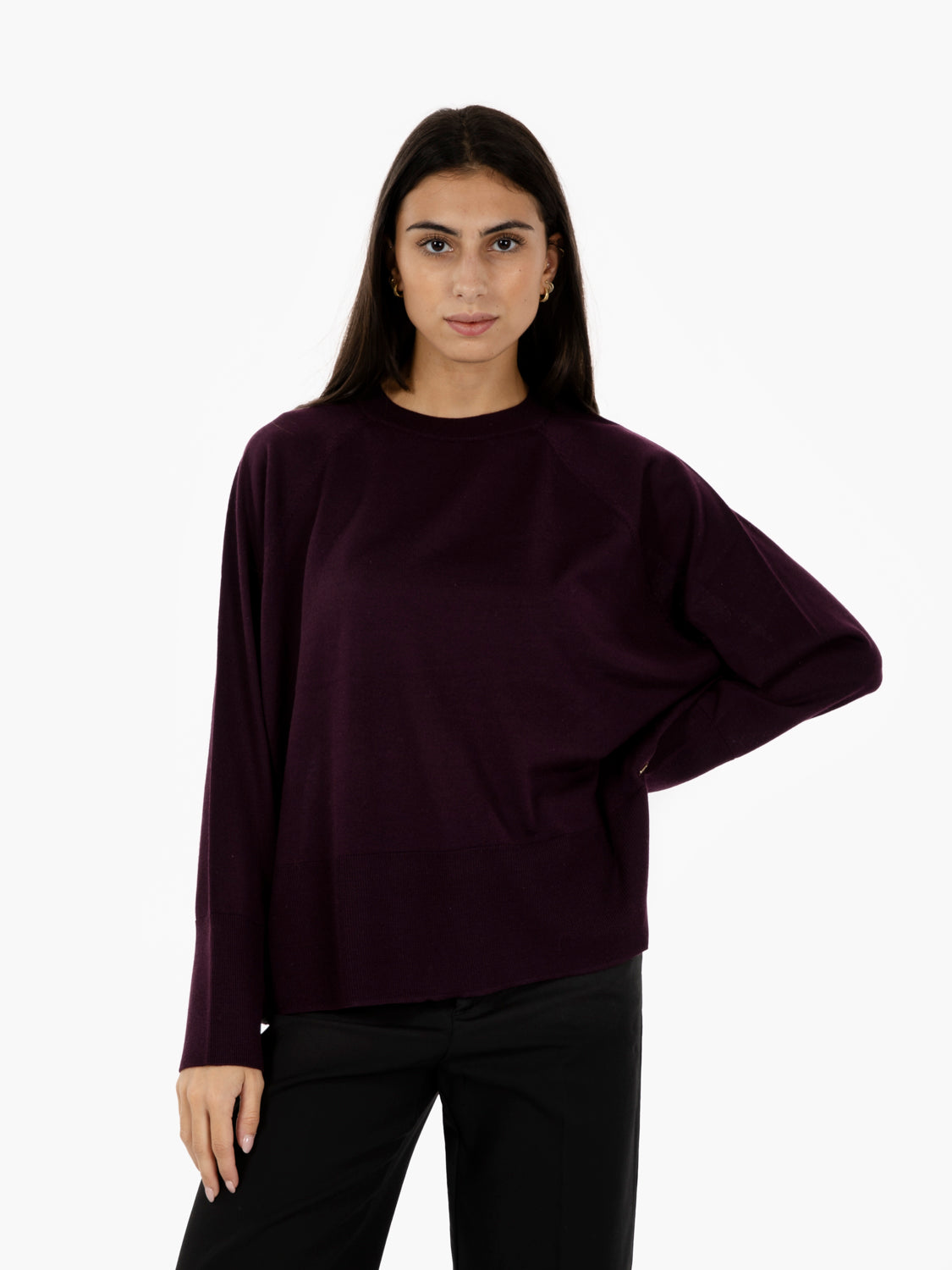 Burgundy boxy merino sweater