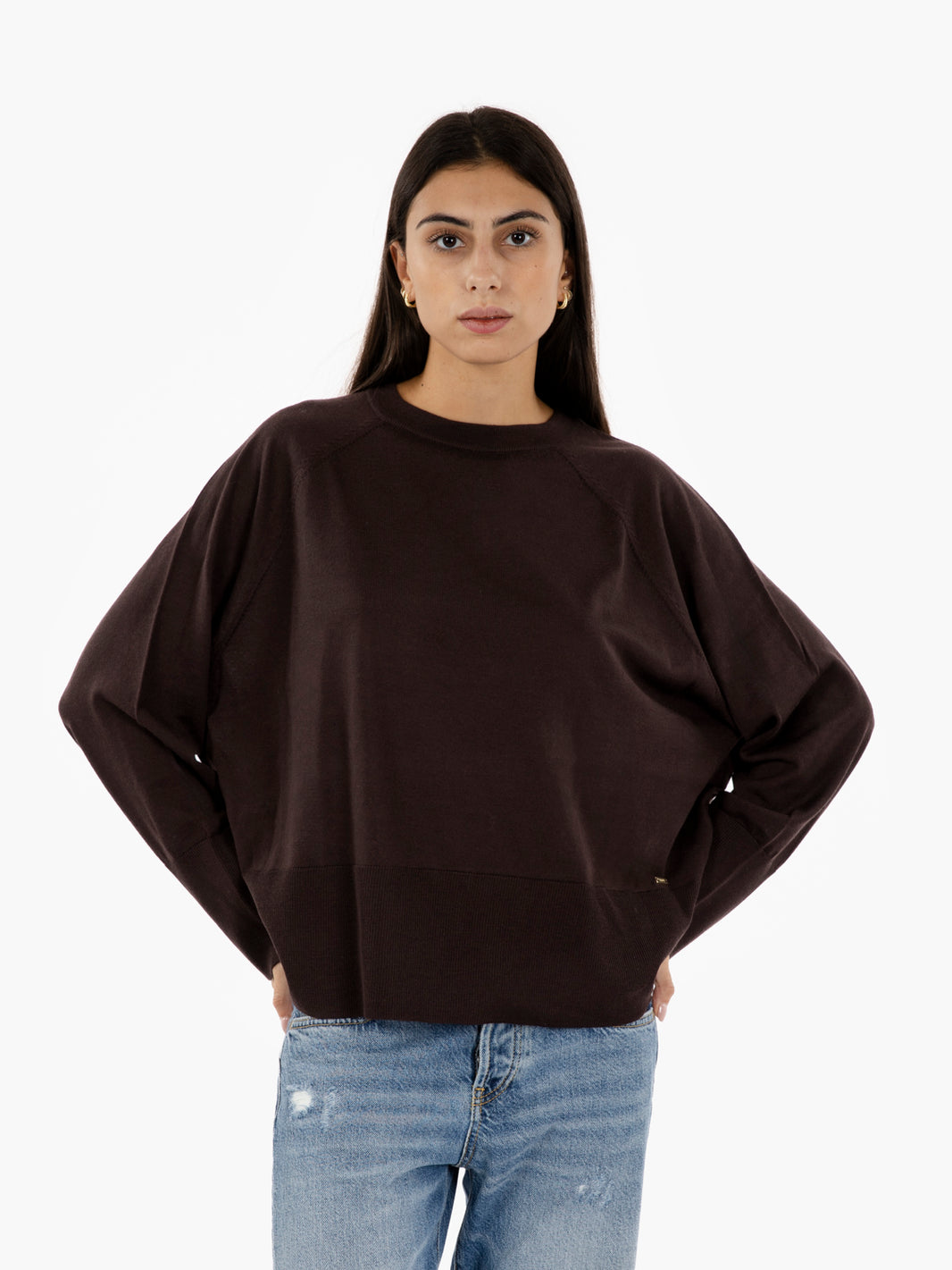 Dark brown merino box sweater