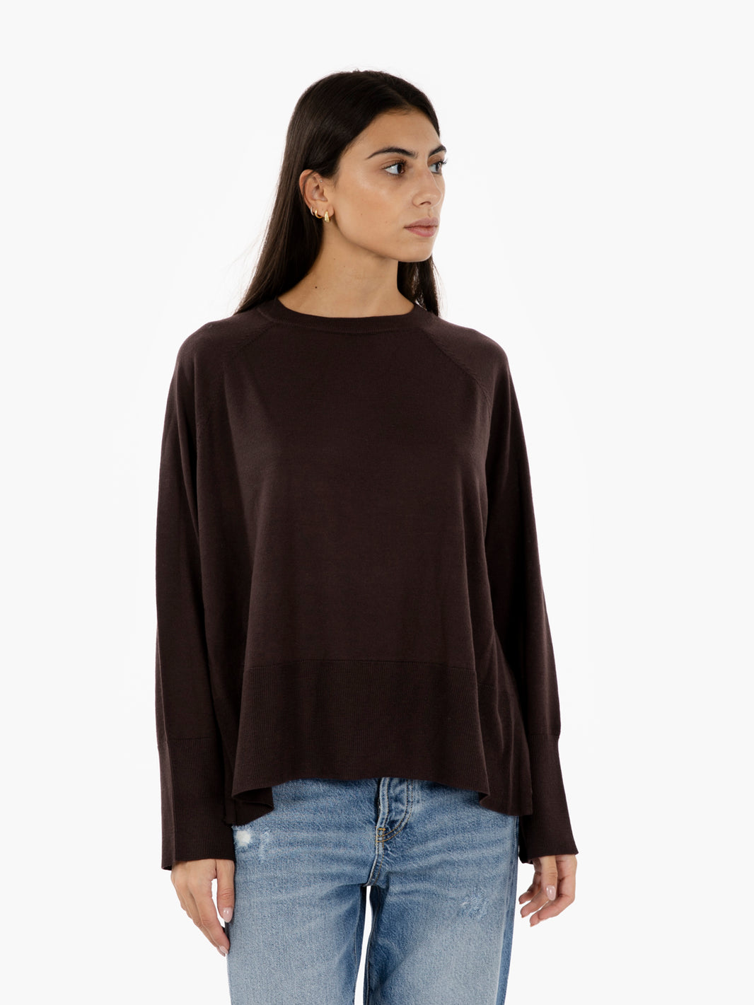 Dark brown merino box sweater