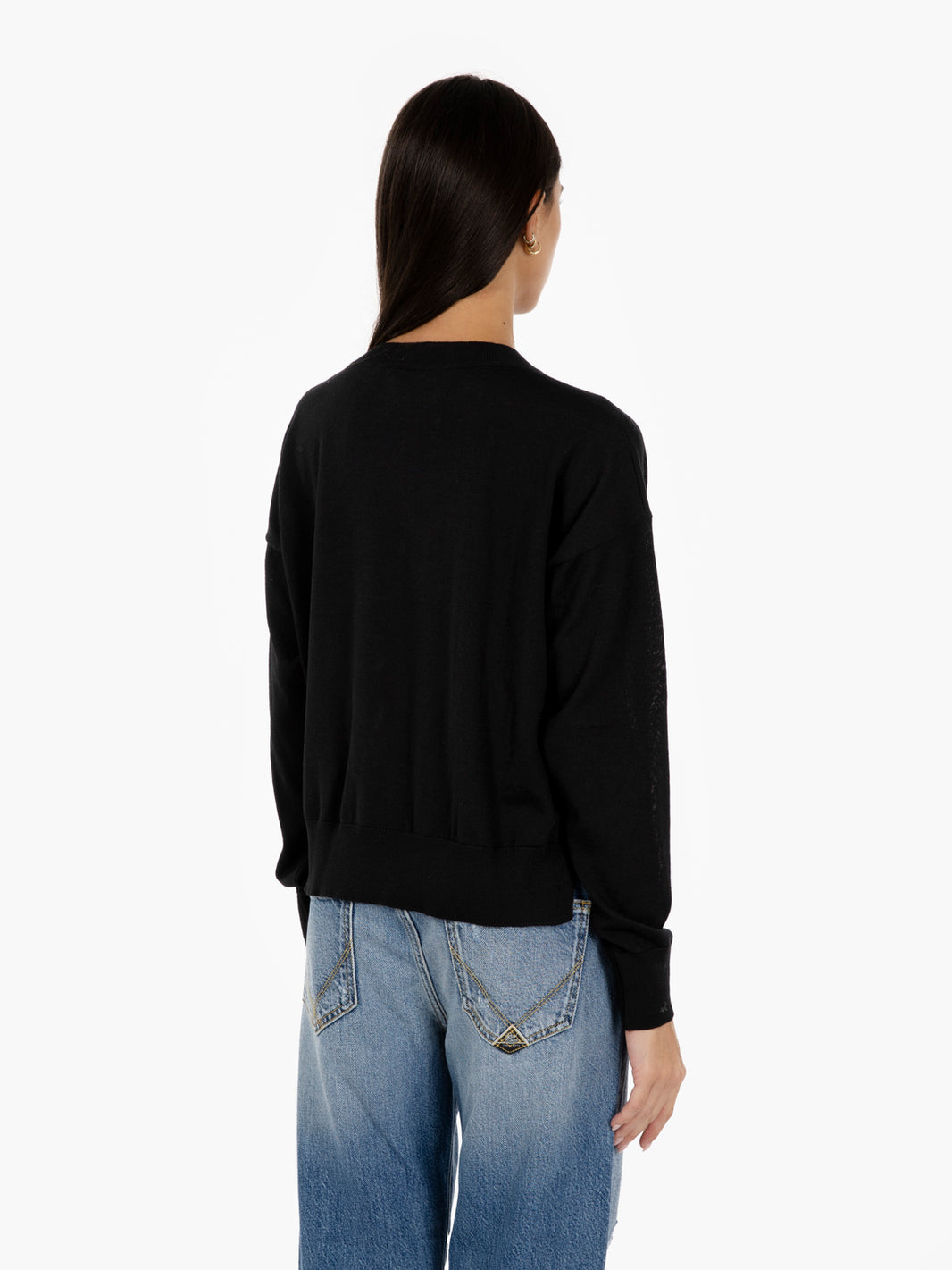 BLUE V-NECK MERINO SWEATER RI1NT064_3003