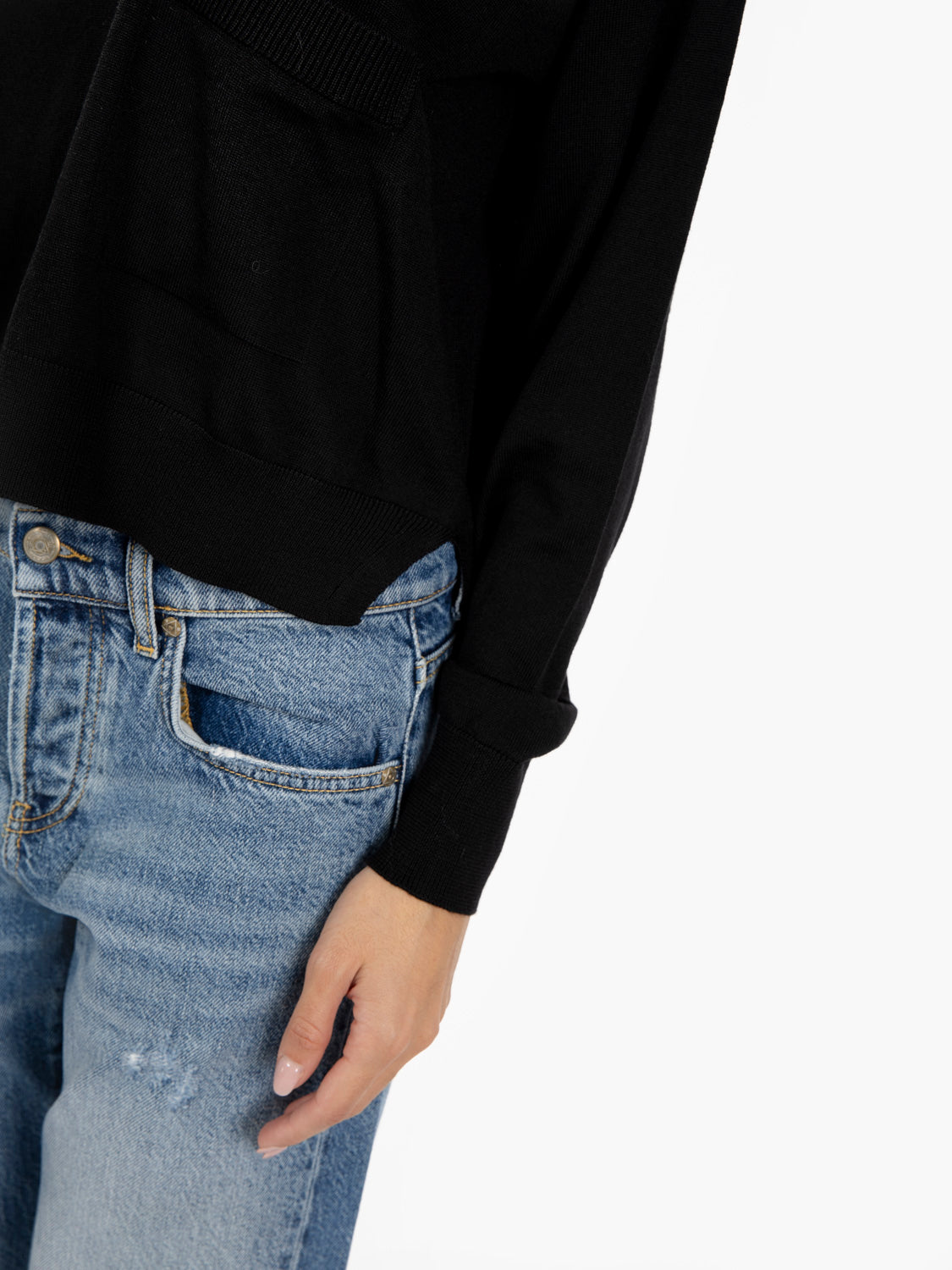 BLUE V-NECK MERINO SWEATER RI1NT064_3003
